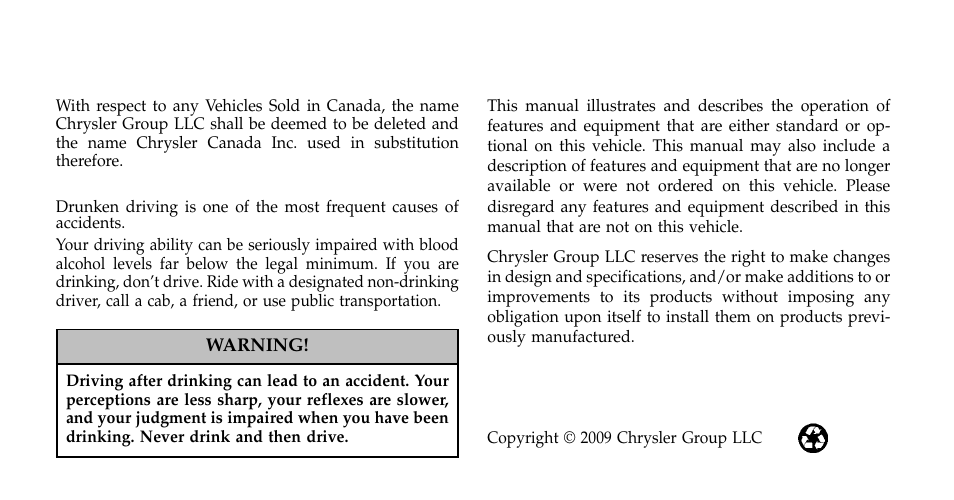 Dodge 2010 Viper - Owner Manual User Manual | Page 2 / 315