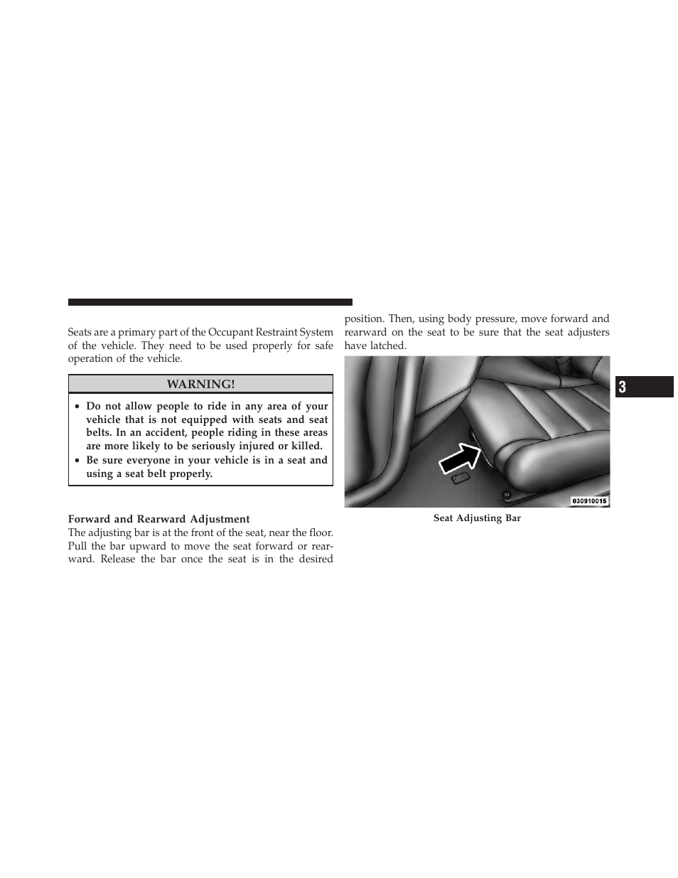 Seats, Manual seat adjustments | Dodge 2010 Viper - Owner Manual User Manual | Page 89 / 315