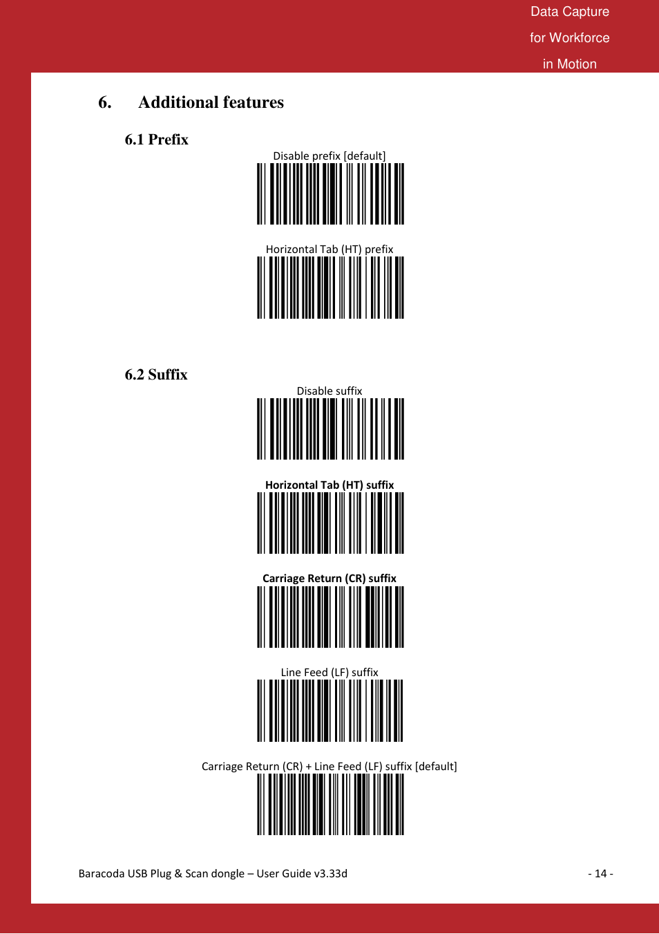 Additional features | Baracoda B40050301 User Manual | Page 14 / 17
