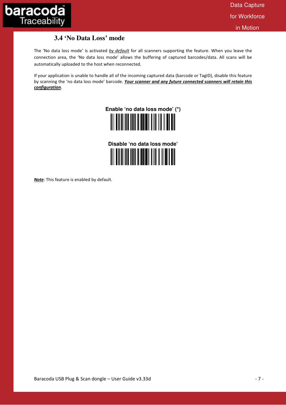 4 ‘no data loss’ mode | Baracoda B40050301 User Manual | Page 7 / 17