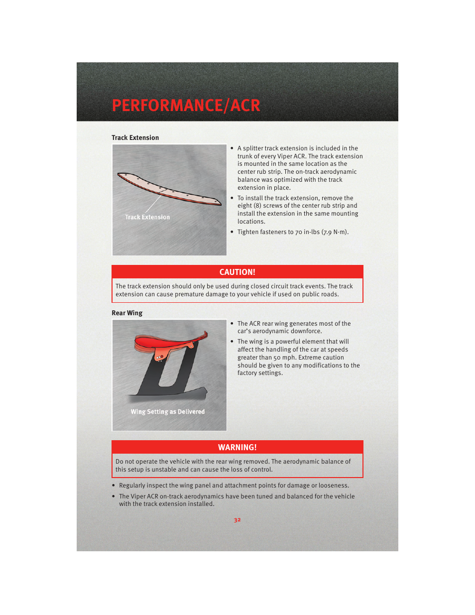 Performance/acr | Dodge 2010 Viper - User Guide User Manual | Page 34 / 80