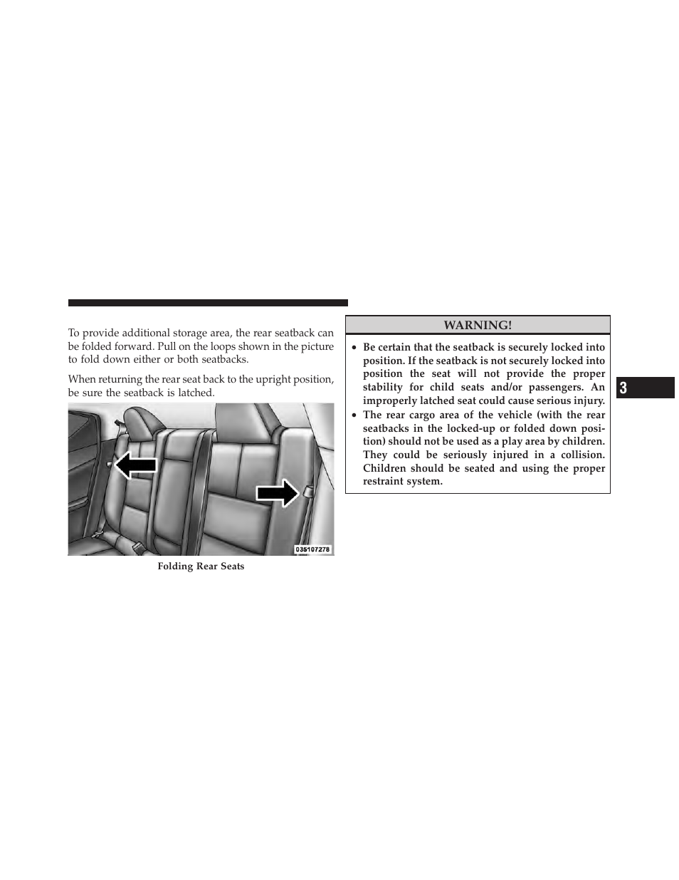 Folding rear seat | Dodge 2011 Avenger - Owner Manual User Manual | Page 147 / 494