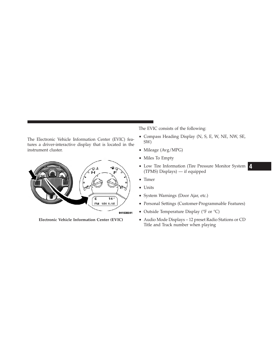 Electronic vehicle information center, Evic) – if equipped | Dodge 2011 Avenger - Owner Manual User Manual | Page 205 / 494