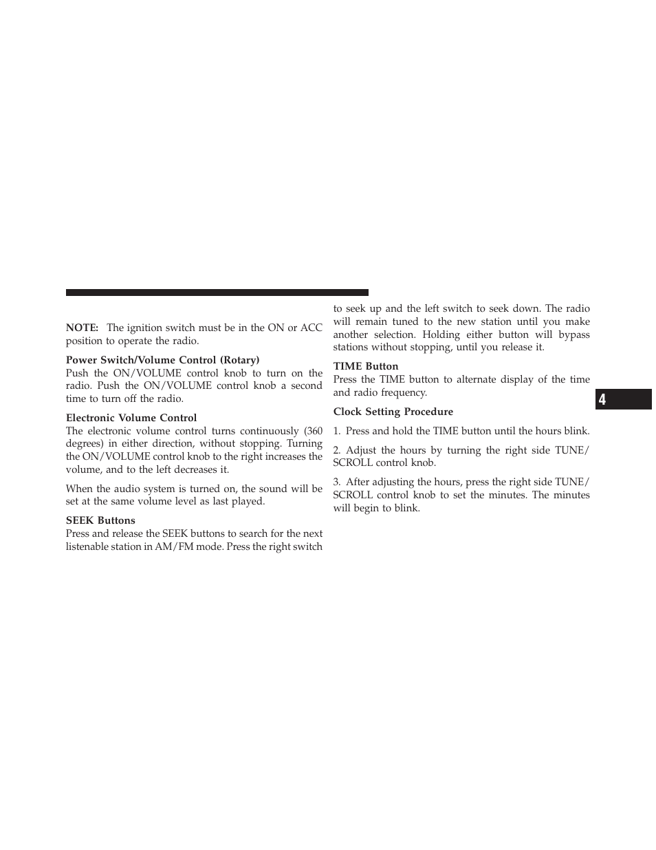 Operating instructions — radio mode | Dodge 2011 Avenger - Owner Manual User Manual | Page 237 / 494