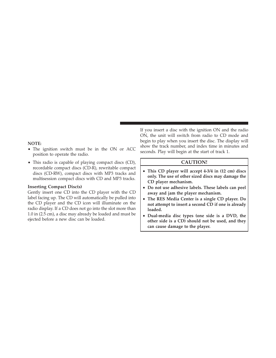 Operation instructions — cd mode for cd, And mp3 audio play | Dodge 2011 Avenger - Owner Manual User Manual | Page 240 / 494