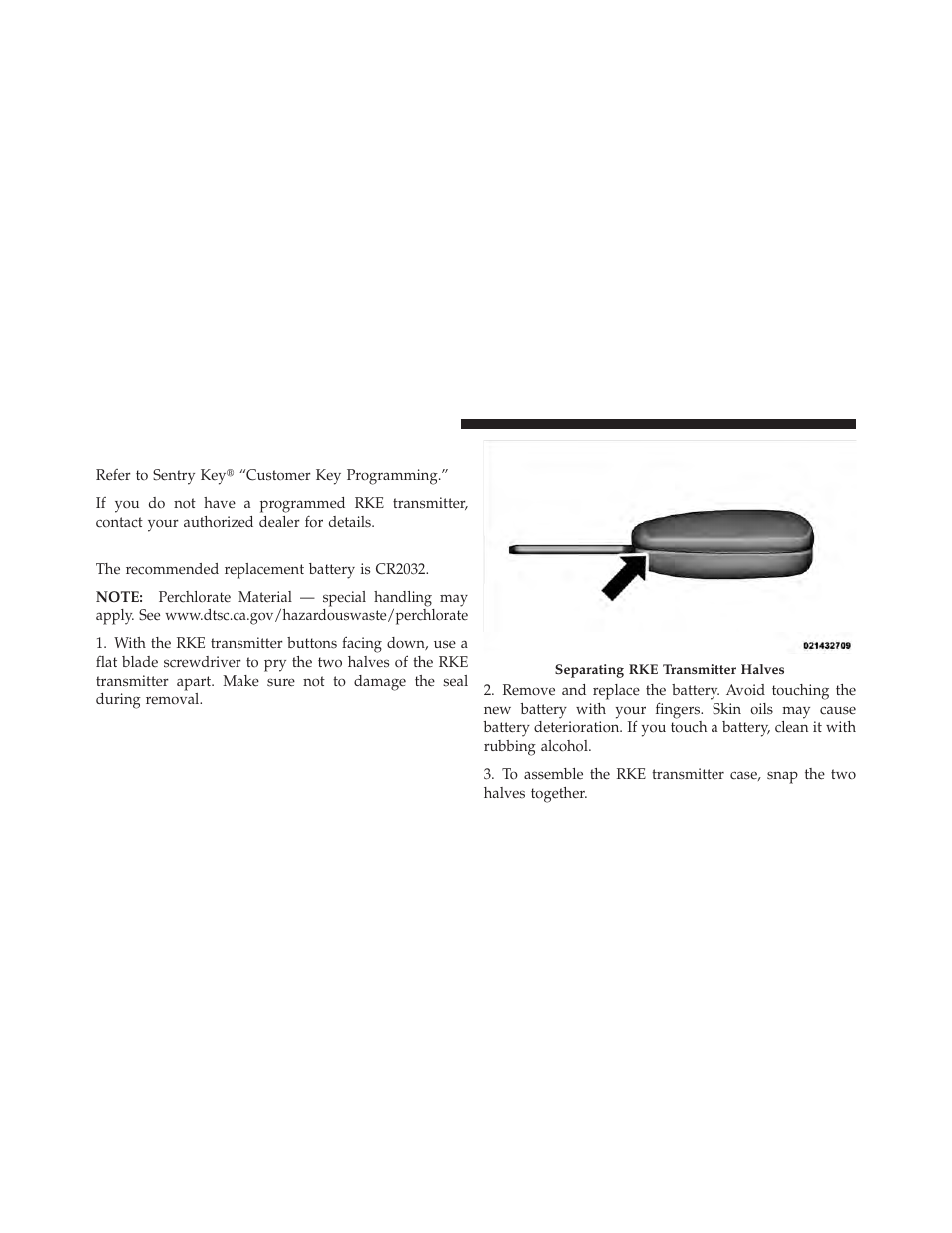 Programming additional transmitters, Transmitter battery replacement | Dodge 2011 Avenger - Owner Manual User Manual | Page 28 / 494