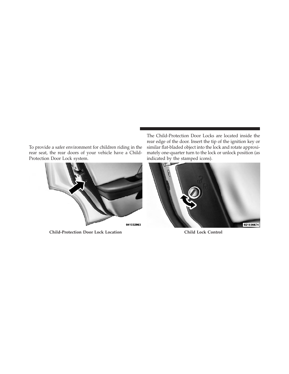 Child-protection door lock system — rear doors, Child-protection door lock system — rear, Doors | Dodge 2011 Avenger - Owner Manual User Manual | Page 36 / 494