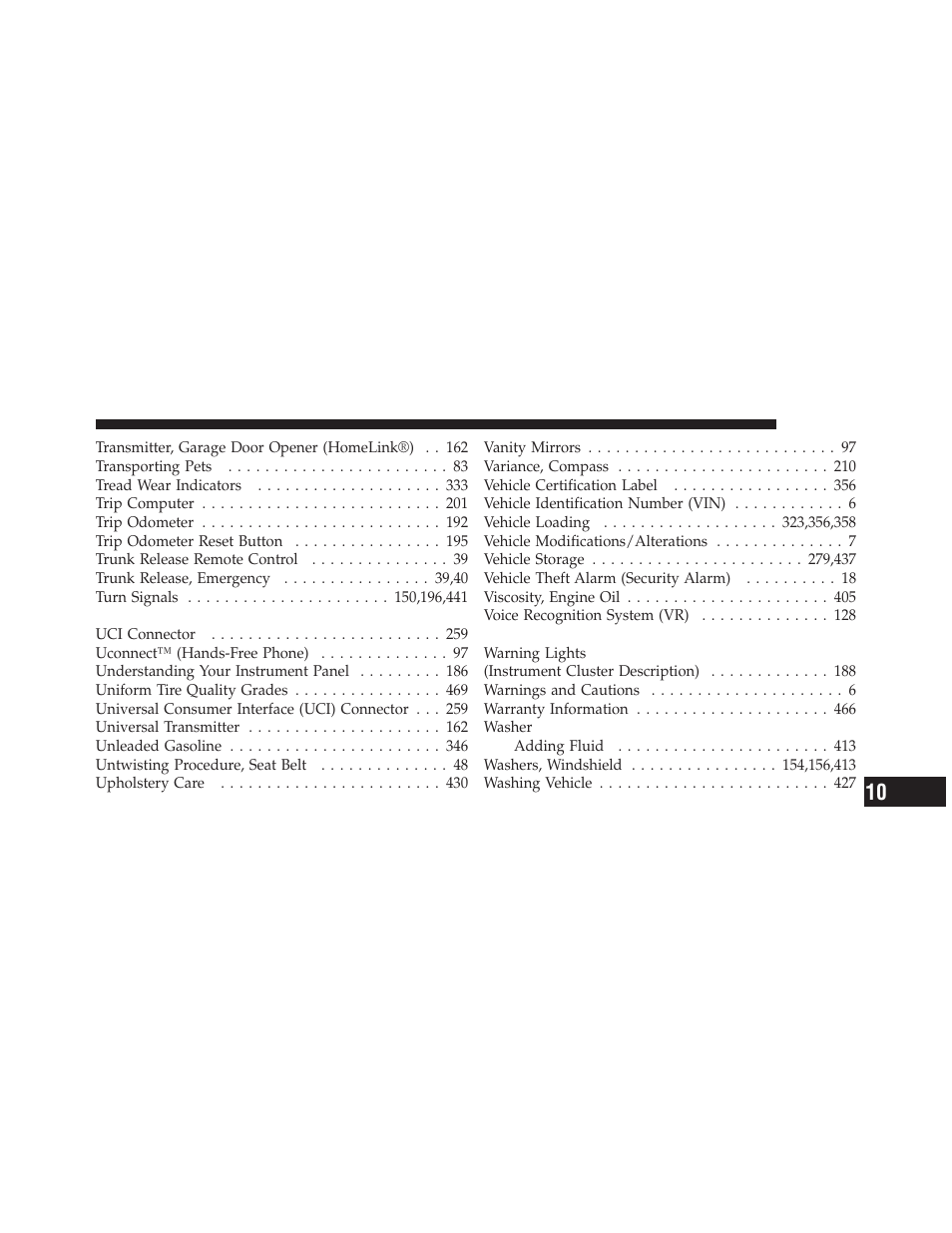 Dodge 2011 Avenger - Owner Manual User Manual | Page 491 / 494