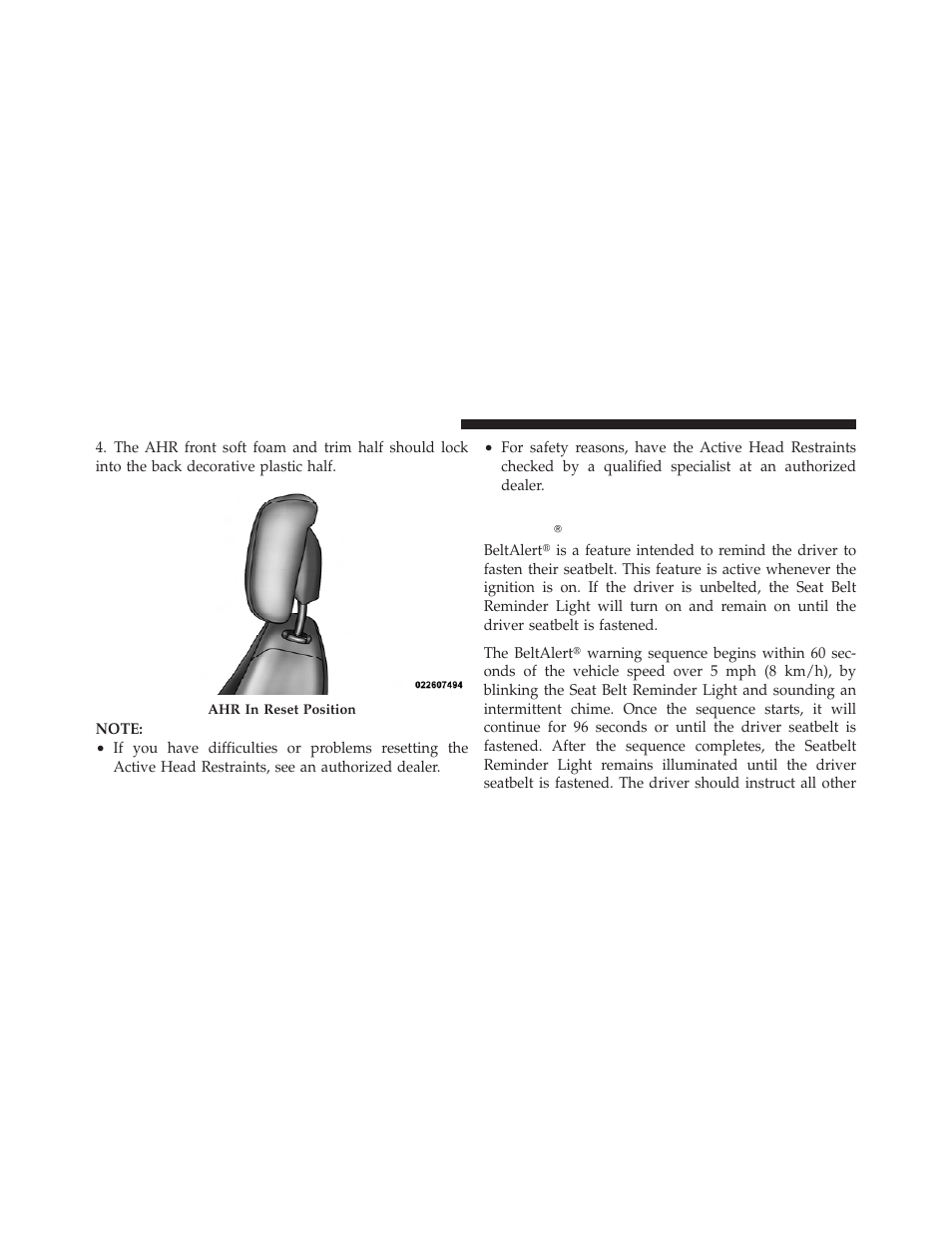 Enhanced seat belt use reminder system, Beltalert | Dodge 2011 Avenger - Owner Manual User Manual | Page 58 / 494