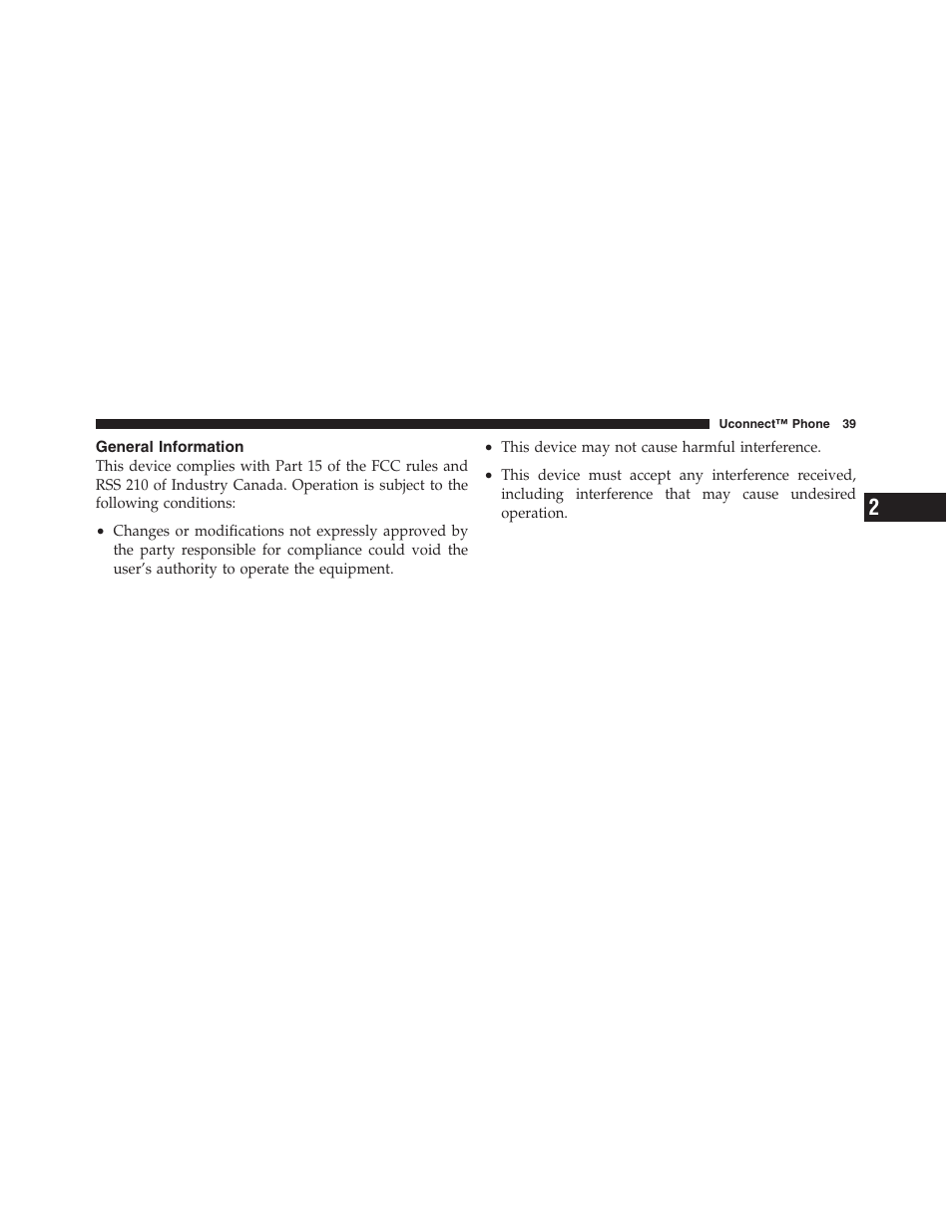 General information | Chrysler Uconnect for Jeep User Manual | Page 40 / 102