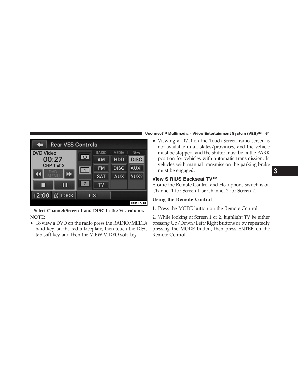 View sirius backseat tv | Chrysler Uconnect for Jeep User Manual | Page 62 / 102