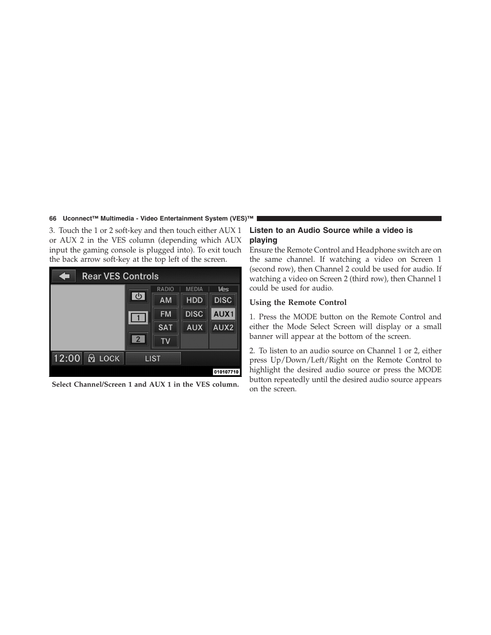 Listen to an audio source while a video is playing, Listen to an audio source while a video is, Playing | Chrysler Uconnect for Jeep User Manual | Page 67 / 102