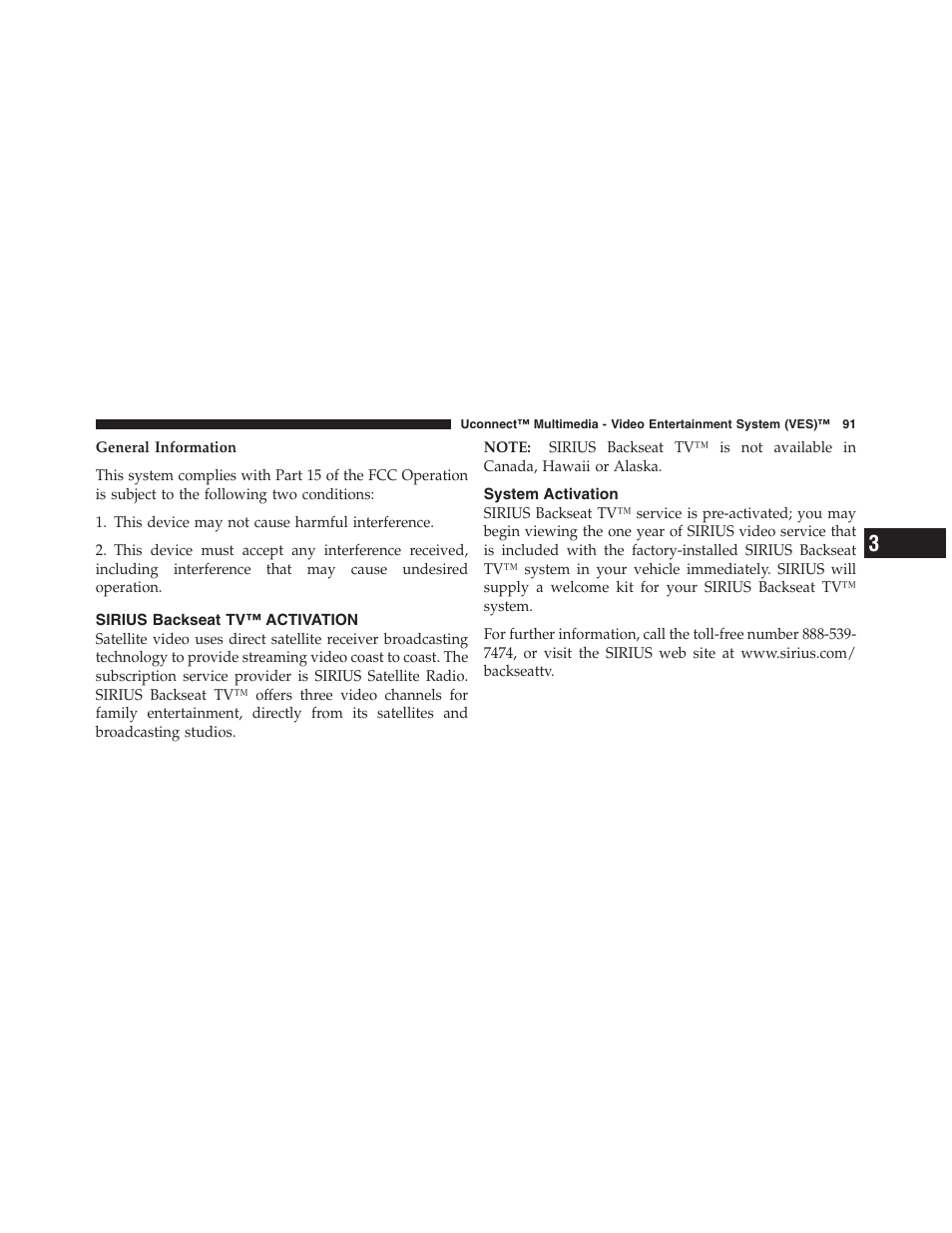 Sirius backseat tv™ activation, System activation | Chrysler Uconnect for Jeep User Manual | Page 92 / 102