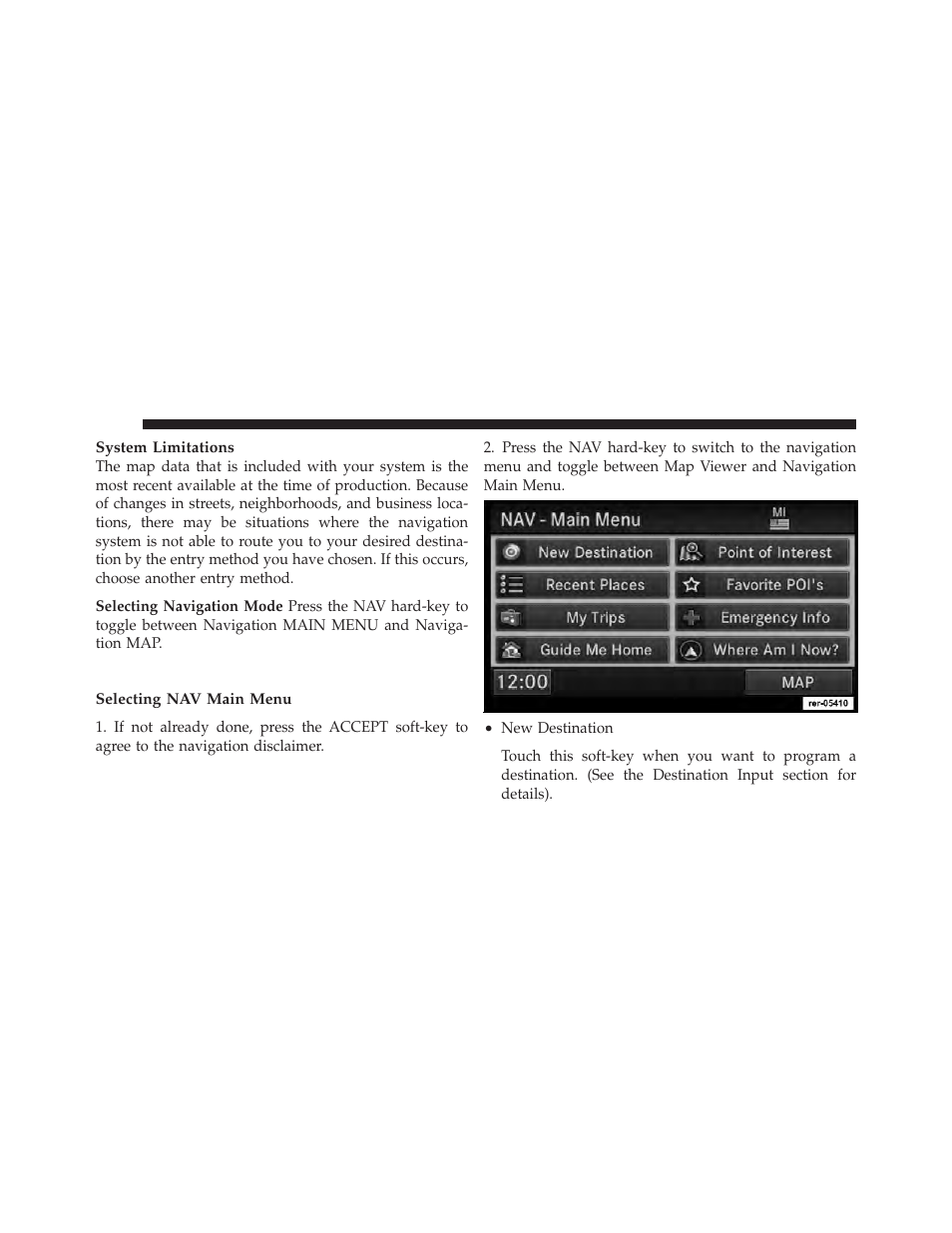 Navigation main menu | Ram Trucks MEDIA CENTER 730N for Jeep User Manual | Page 137 / 210