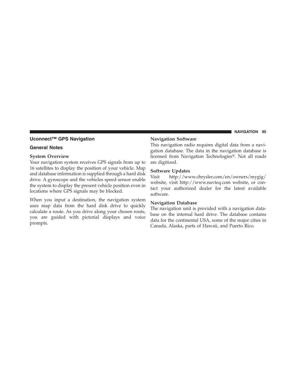 Uconnect™ gps navigation, General notes | Ram Trucks MEDIA CENTER 730N for Jeep User Manual | Page 106 / 177