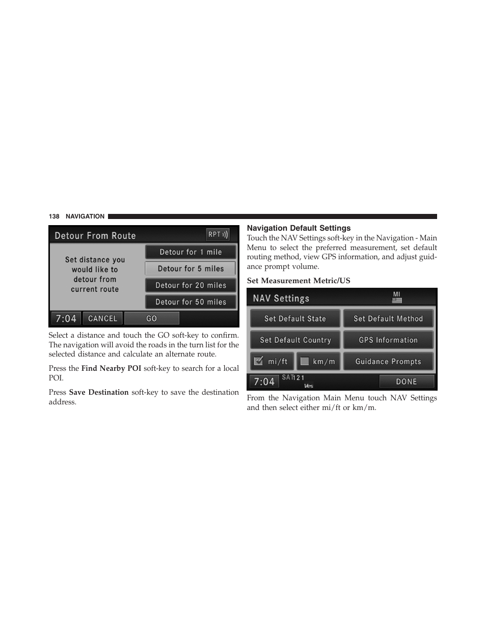 Navigation default settings | Ram Trucks MEDIA CENTER 730N for Jeep User Manual | Page 149 / 177