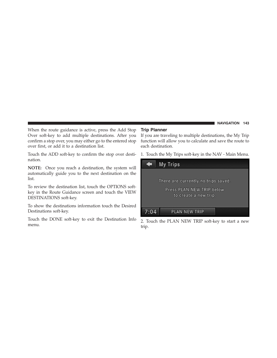 Trip planner | Ram Trucks MEDIA CENTER 730N for Jeep User Manual | Page 154 / 177