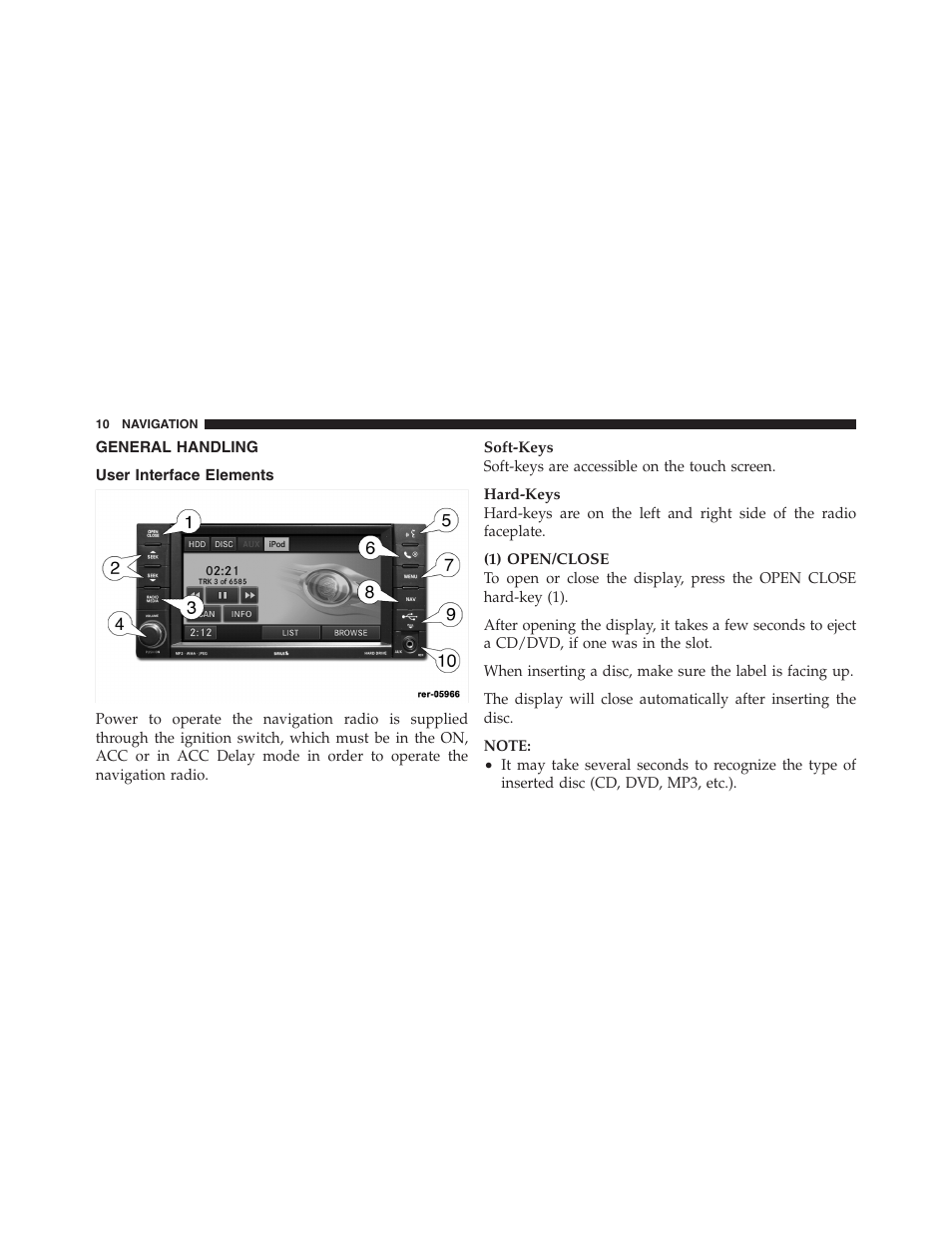 General handling, User interface elements | Ram Trucks MEDIA CENTER 730N for Jeep User Manual | Page 21 / 177