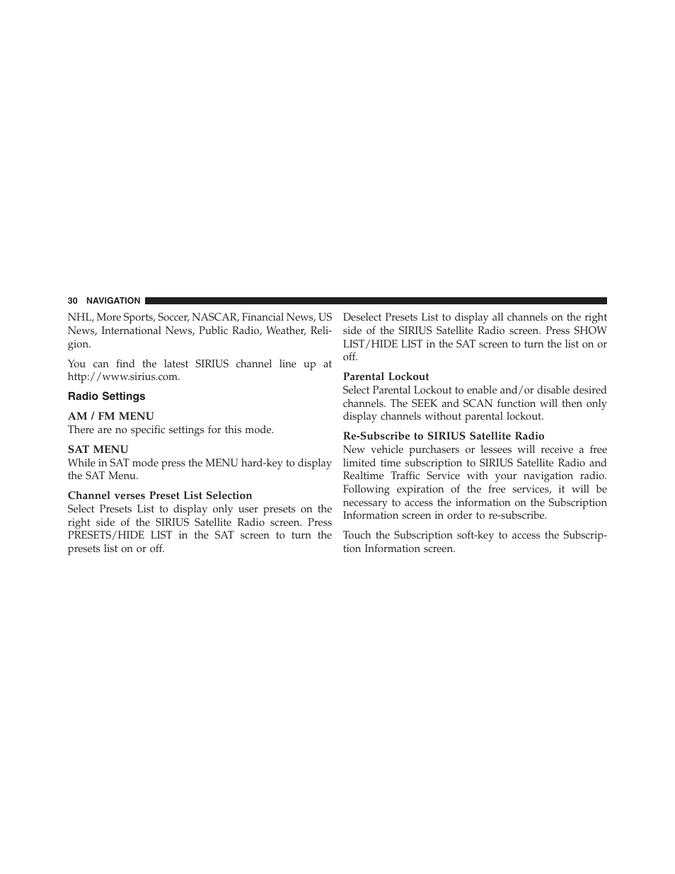 Radio settings | Ram Trucks MEDIA CENTER 730N for Jeep User Manual | Page 41 / 177