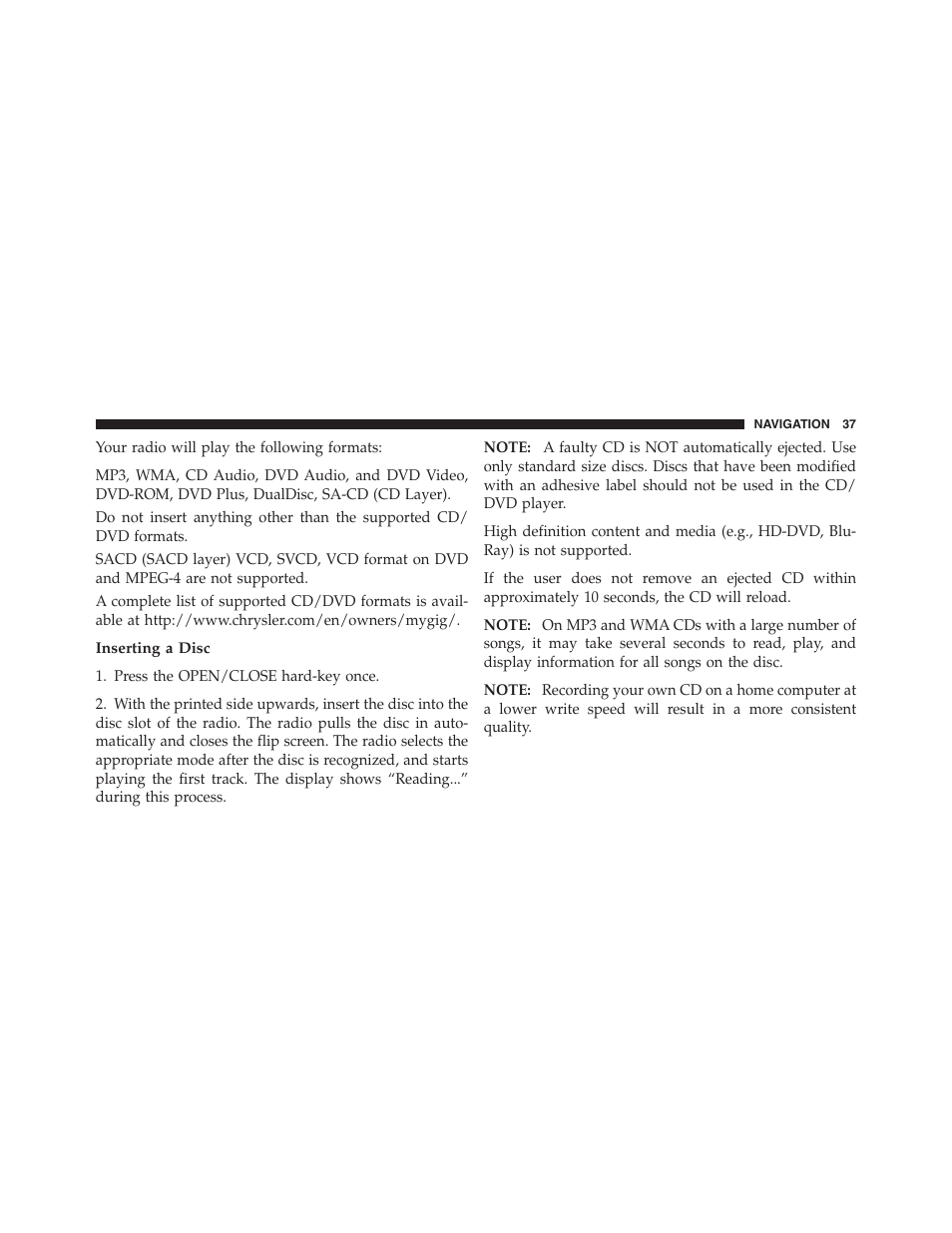 Ram Trucks MEDIA CENTER 730N for Jeep User Manual | Page 48 / 177