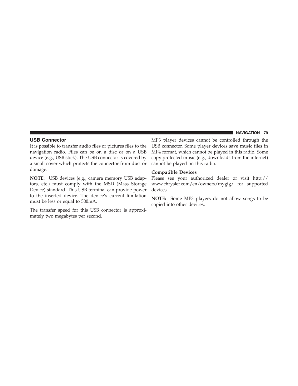 Usb connector | Ram Trucks MEDIA CENTER 730N for Jeep User Manual | Page 90 / 177