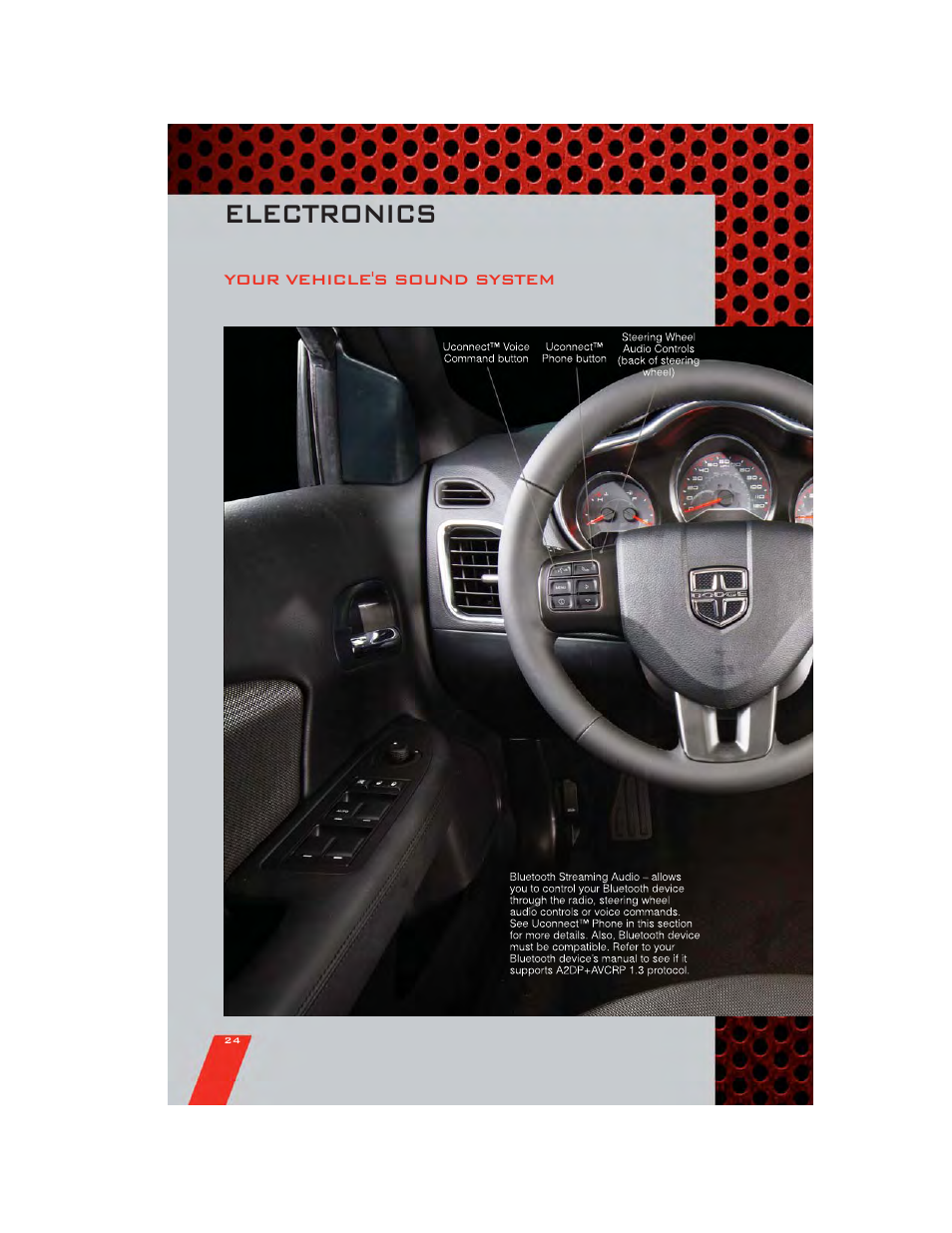 Electronics, Your vehicle's sound system | Dodge 2011 Avenger - User Guide User Manual | Page 26 / 84