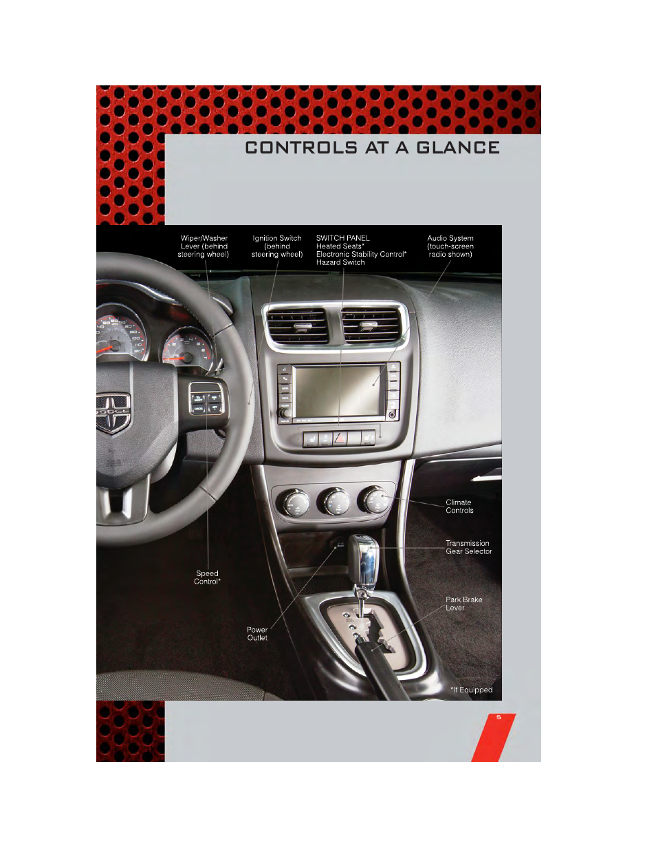 Controls at a glance | Dodge 2011 Avenger - User Guide User Manual | Page 7 / 84