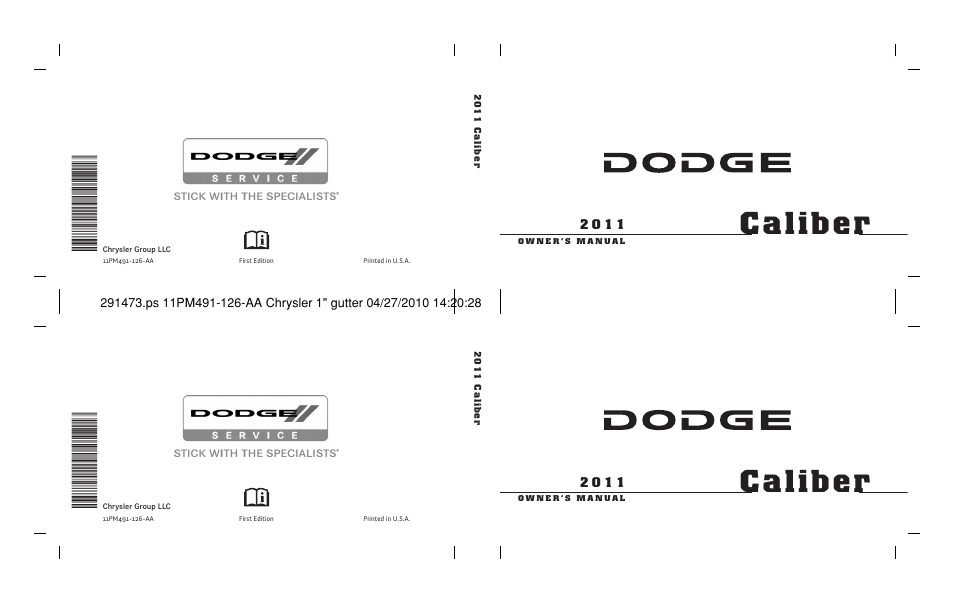 Dodge 2011 Caliber - Owner Manual User Manual | 486 pages