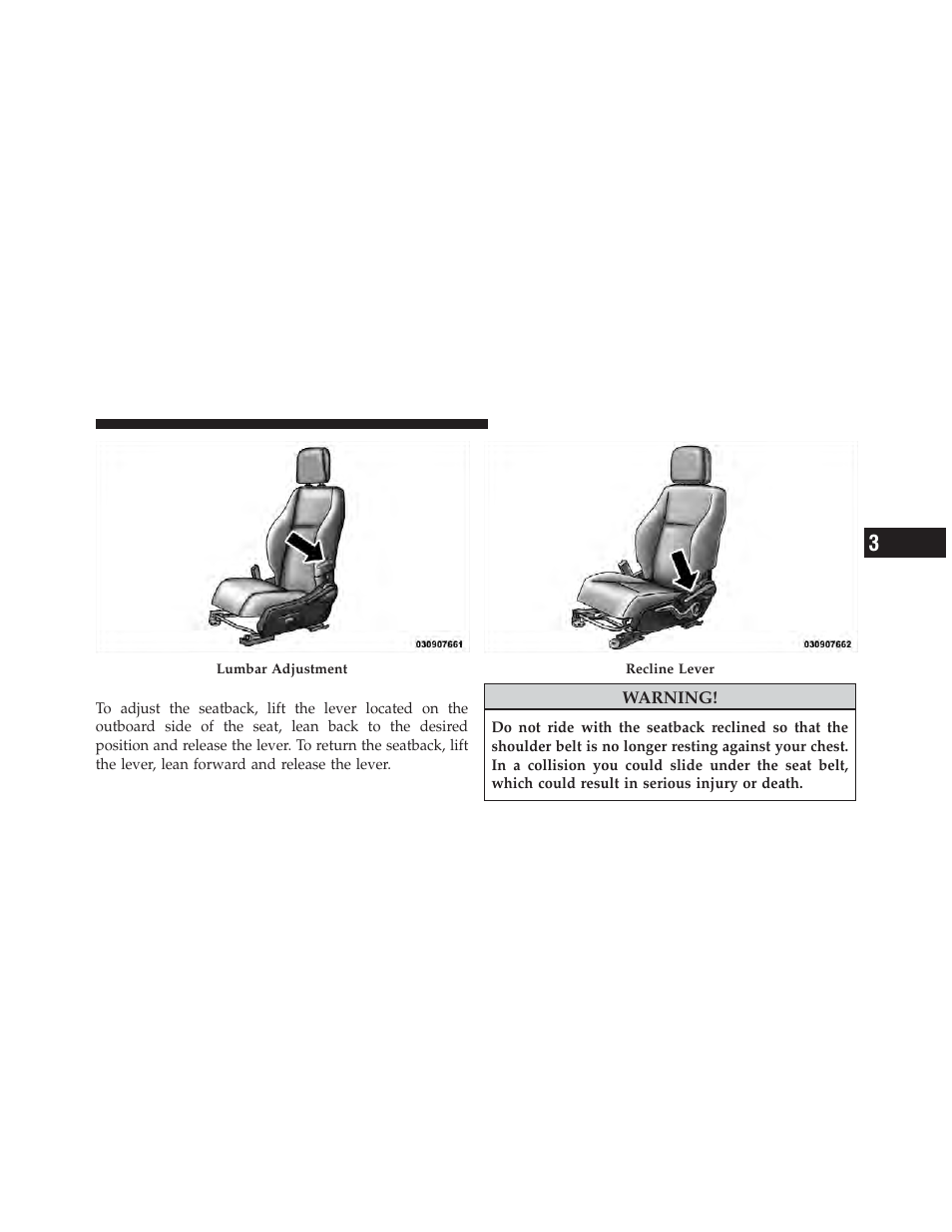 Driver's seatback recline, Driver’s seatback recline | Dodge 2011 Caliber - Owner Manual User Manual | Page 139 / 486