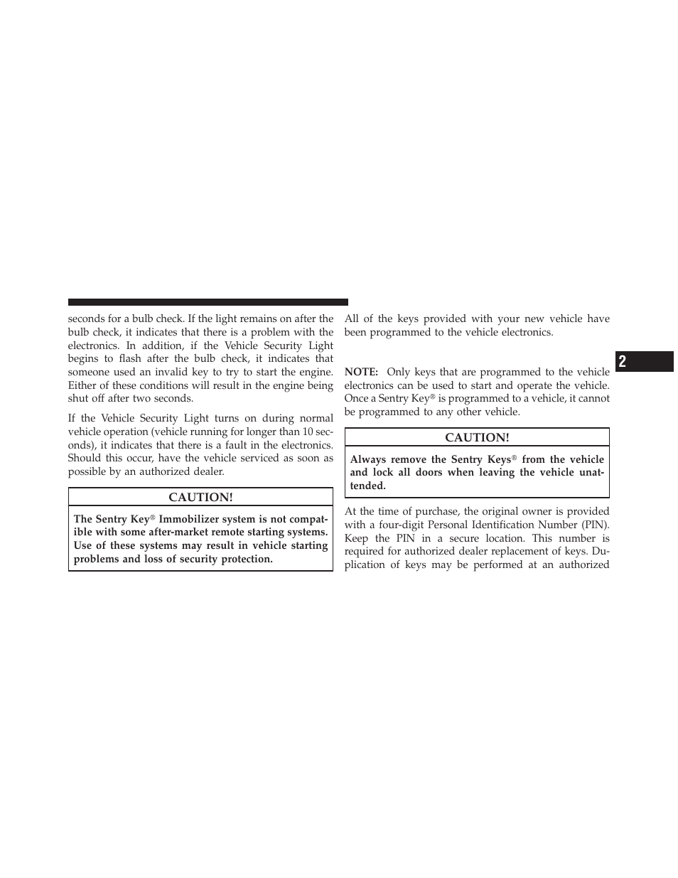 Replacement keys | Dodge 2011 Caliber - Owner Manual User Manual | Page 17 / 486