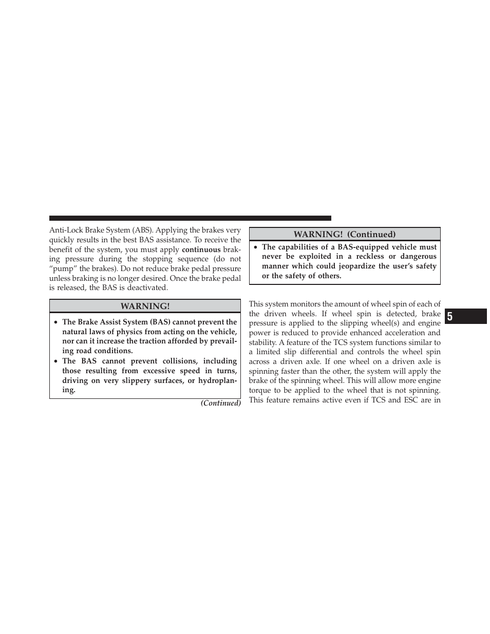 Traction control system (tcs) | Dodge 2011 Caliber - Owner Manual User Manual | Page 317 / 486