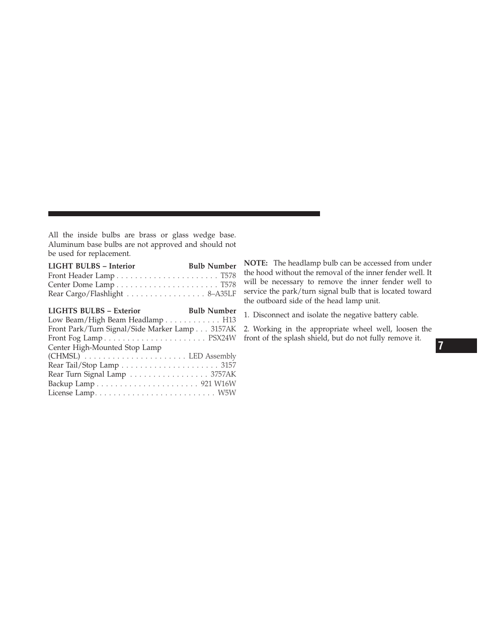 Replacement bulbs, Bulb replacement, Front headlamps, parking, and turn signal lamps | Front headlamps, parking, and turn signal, Lamps | Dodge 2011 Caliber - Owner Manual User Manual | Page 431 / 486