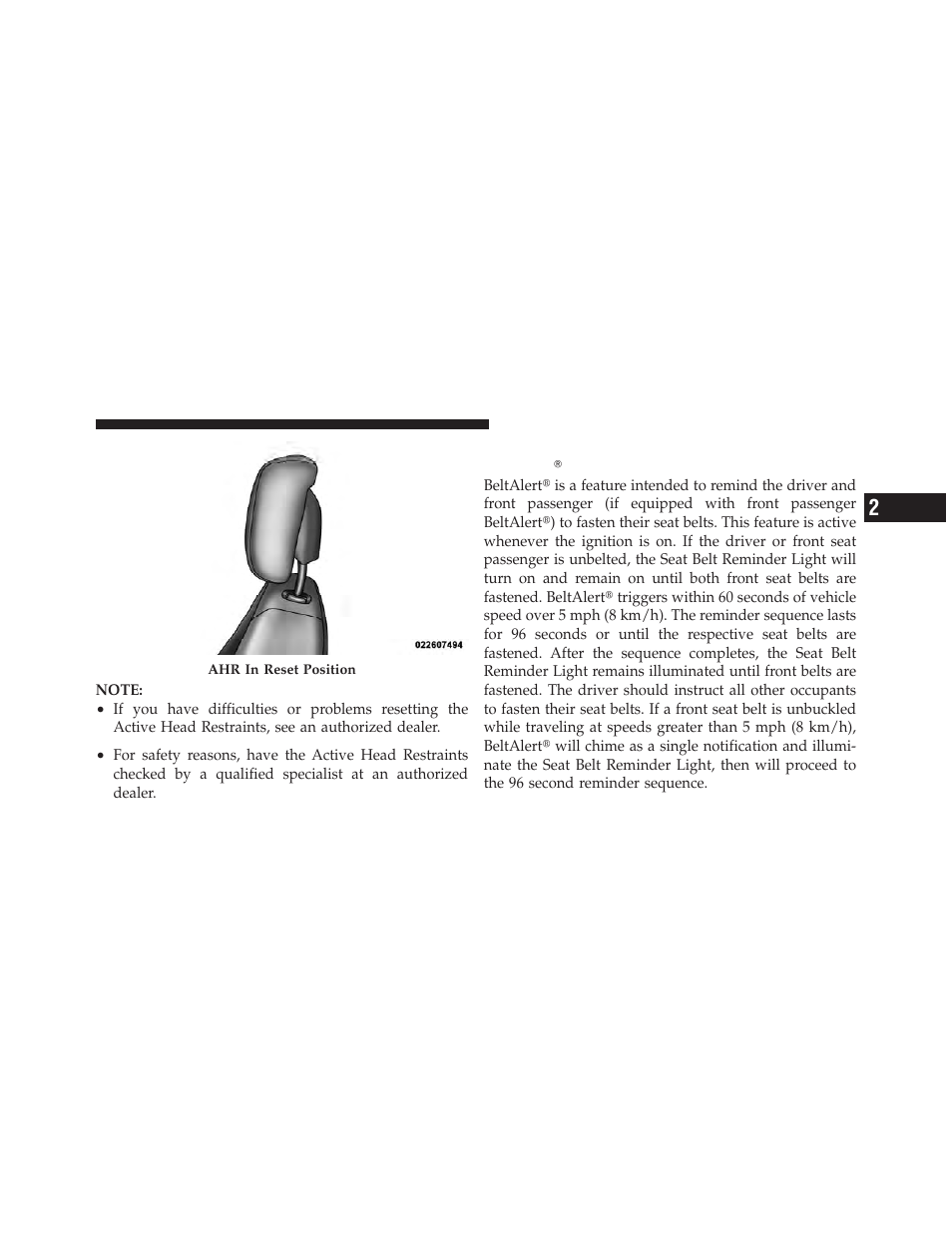 Enhanced seat belt use reminder system, Beltalert | Dodge 2011 Caliber - Owner Manual User Manual | Page 59 / 486