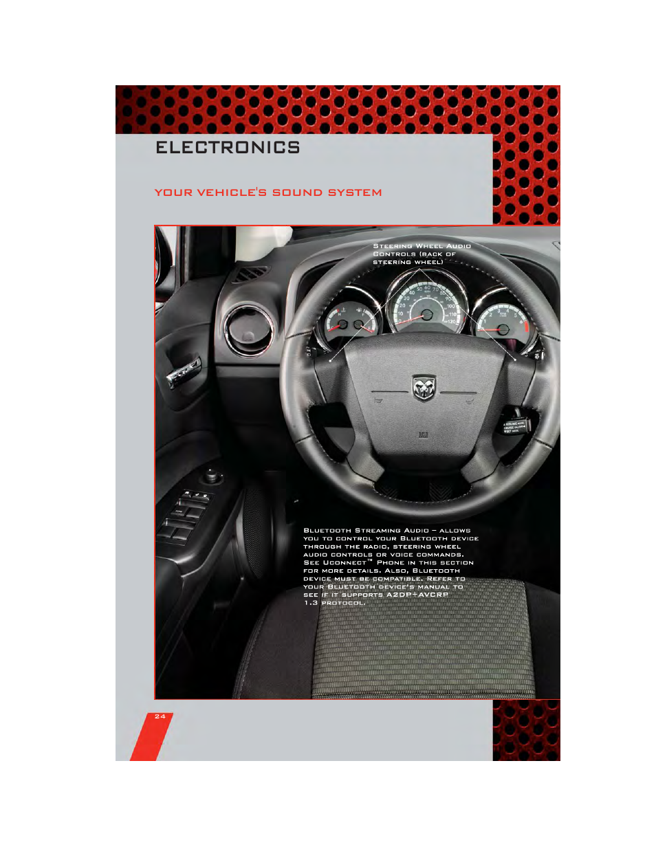 Electronics, Your vehicle's sound system | Dodge 2011 Caliber - User Guide User Manual | Page 26 / 80