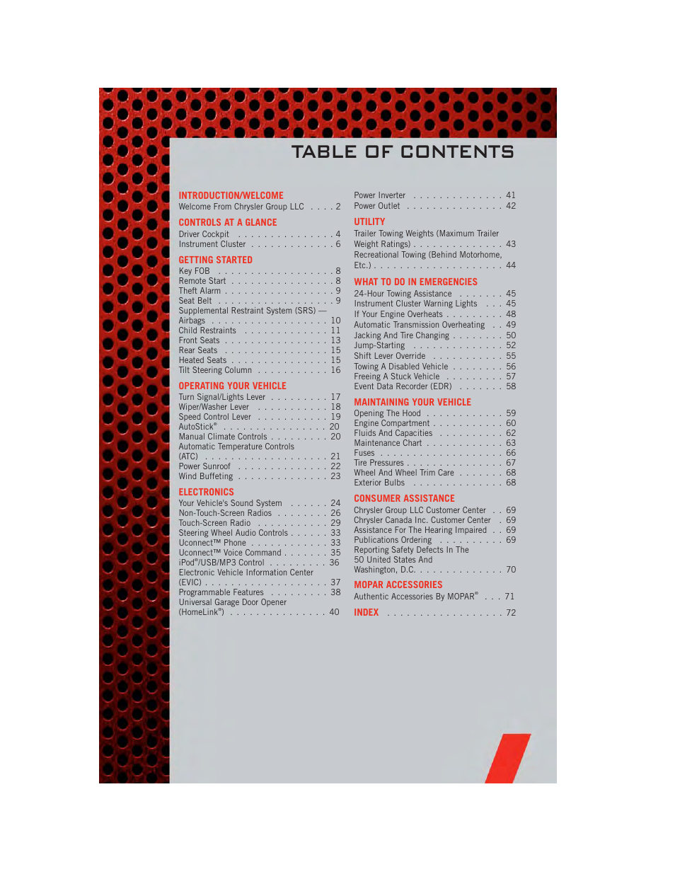 Dodge 2011 Caliber - User Guide User Manual | Page 3 / 80