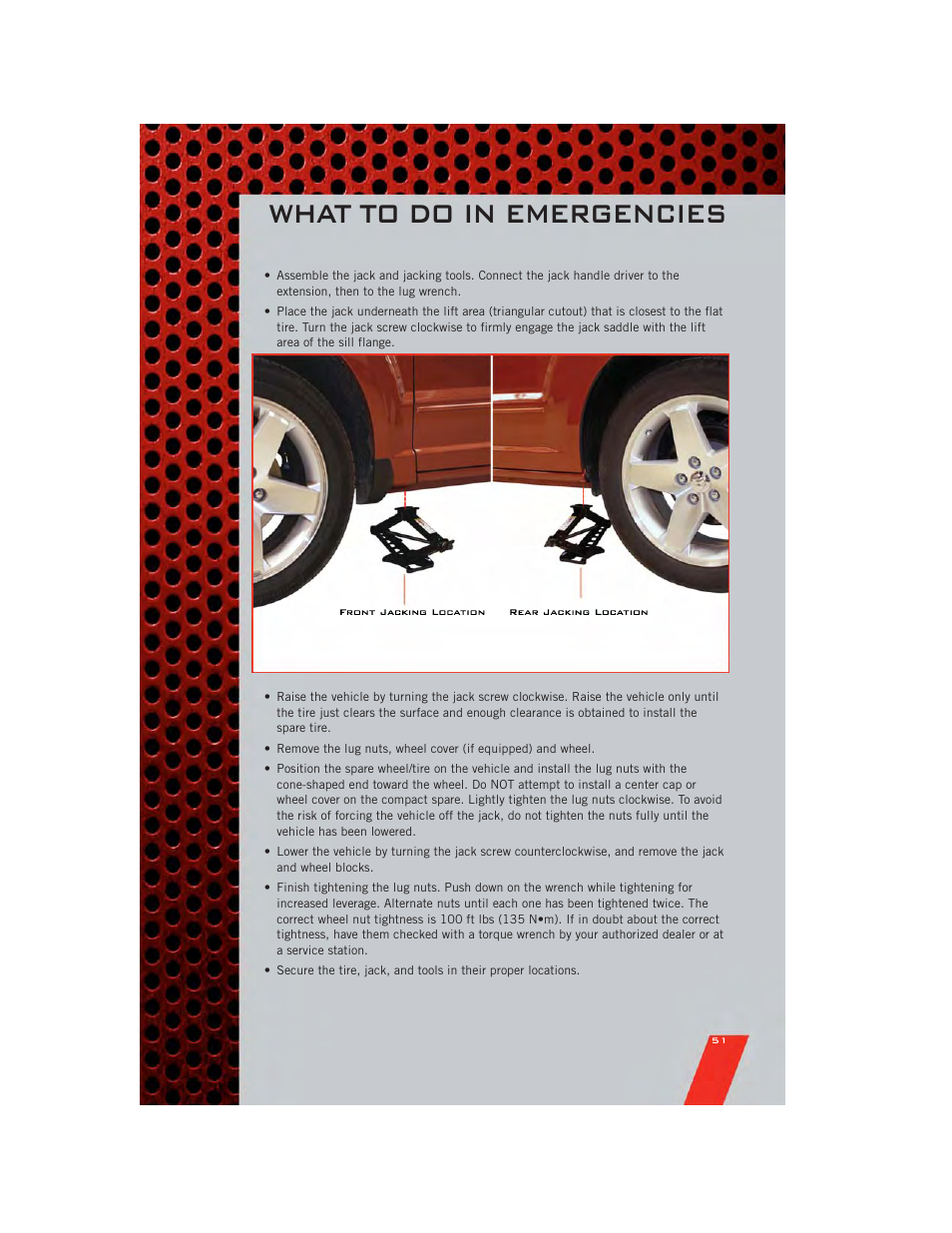 What to do in emergencies | Dodge 2011 Caliber - User Guide User Manual | Page 53 / 80