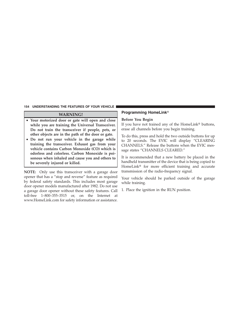 Programming homelinkĥ, Programming homelink | Dodge 2011 Challenger - Owner Manual User Manual | Page 156 / 490
