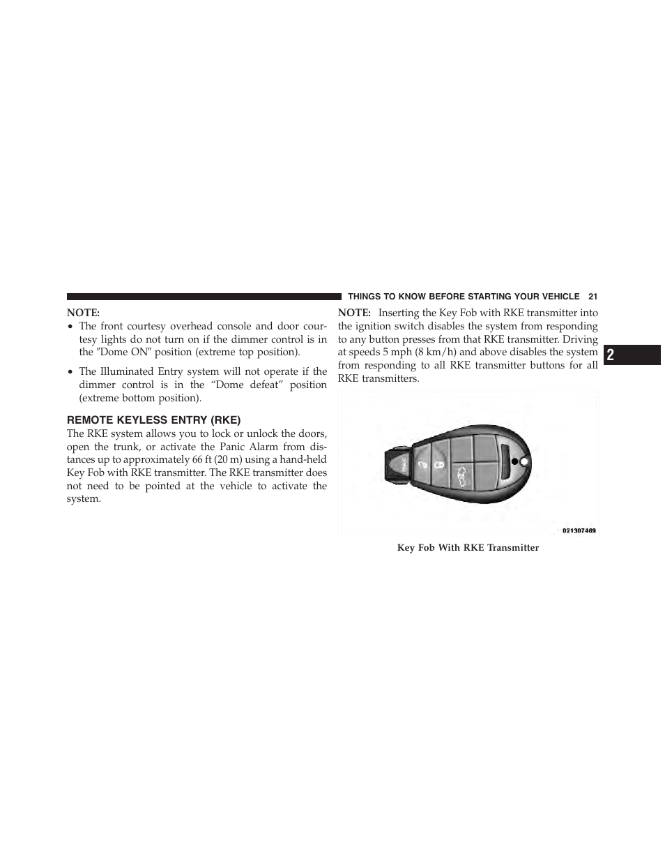 Remote keyless entry (rke) | Dodge 2011 Challenger - Owner Manual User Manual | Page 23 / 490