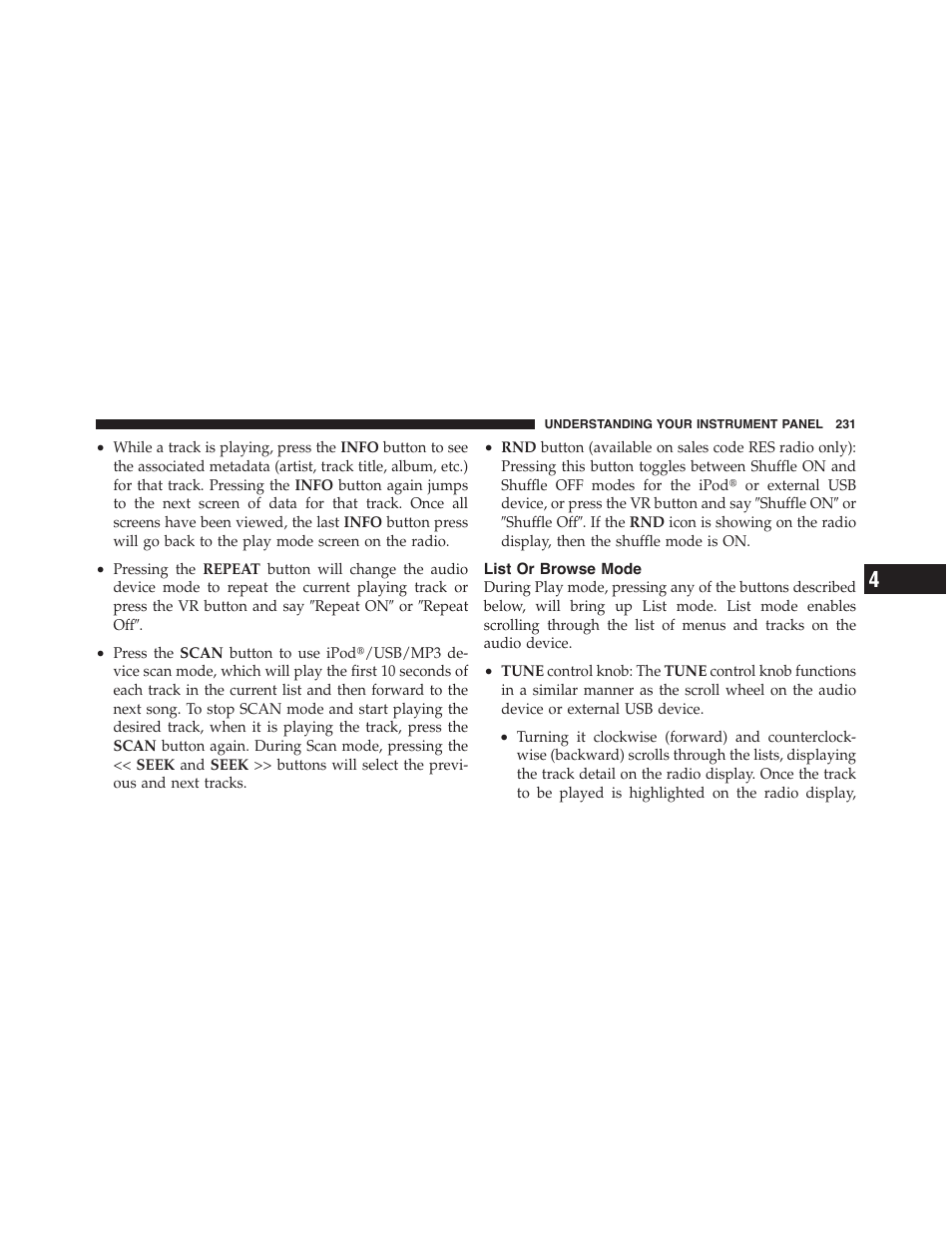 List or browse mode | Dodge 2011 Challenger - Owner Manual User Manual | Page 233 / 490