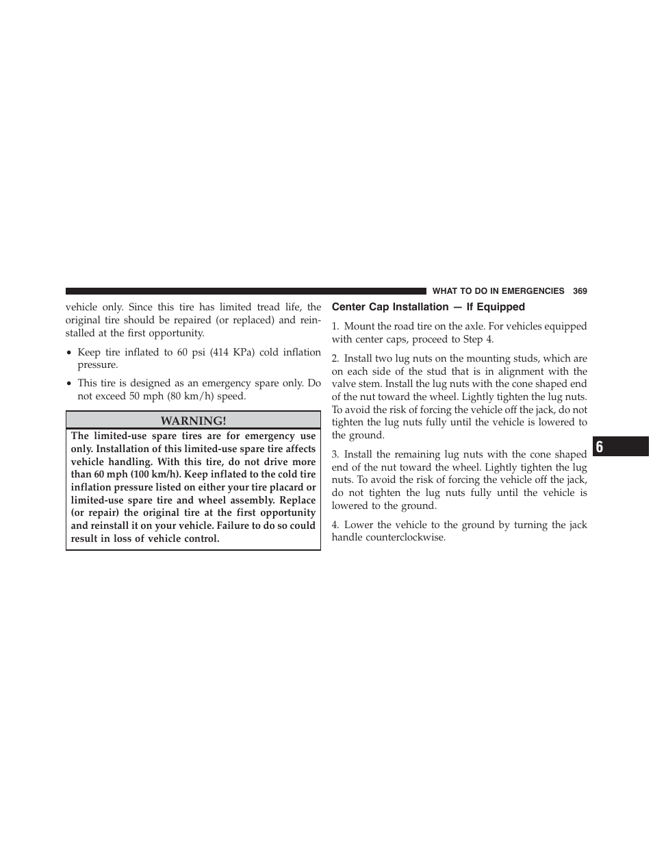 Center cap installation — if equipped | Dodge 2011 Challenger - Owner Manual User Manual | Page 371 / 490