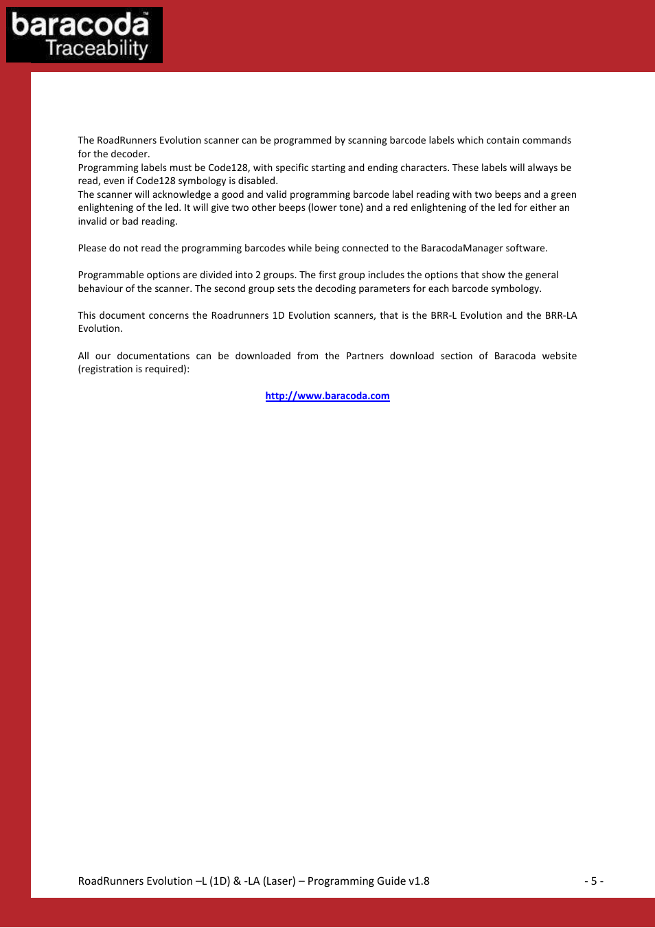Introduction | Baracoda BLUETOOTH LA (LASER) User Manual | Page 5 / 49