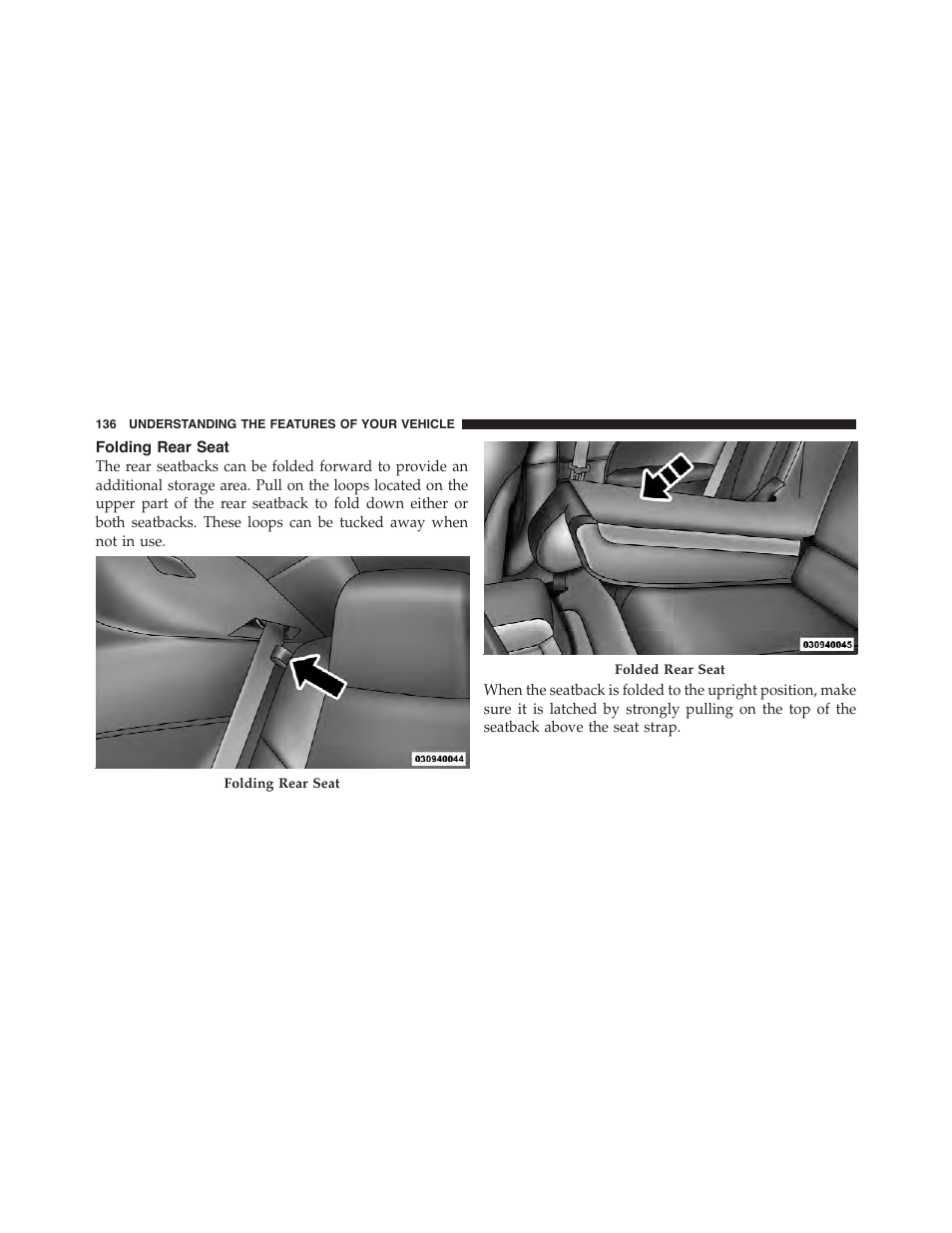 Folding rear seat | Dodge 2011 Challenger_SRT - Owner Manual User Manual | Page 138 / 460