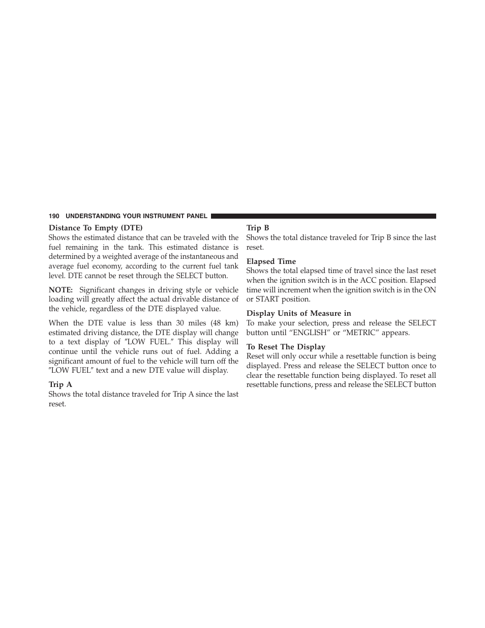 Dodge 2011 Challenger_SRT - Owner Manual User Manual | Page 192 / 460