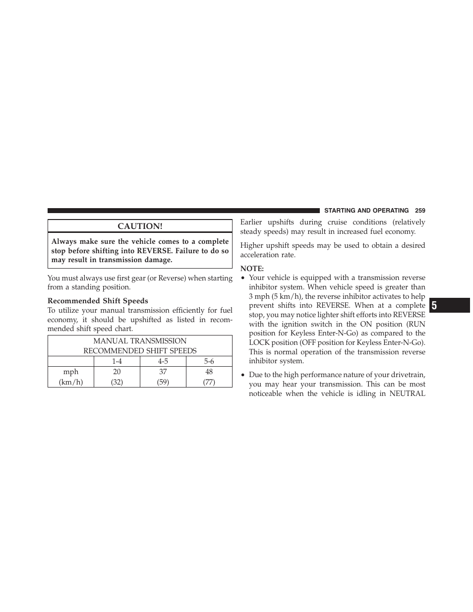 Dodge 2011 Challenger_SRT - Owner Manual User Manual | Page 261 / 460