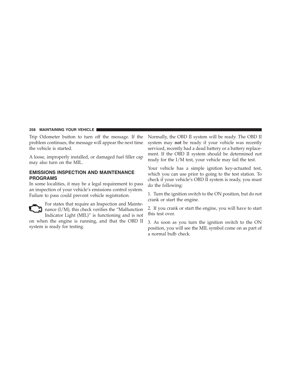 Emissions inspection and maintenance programs, Emissions inspection and maintenance, Programs | Dodge 2011 Challenger_SRT - Owner Manual User Manual | Page 360 / 460