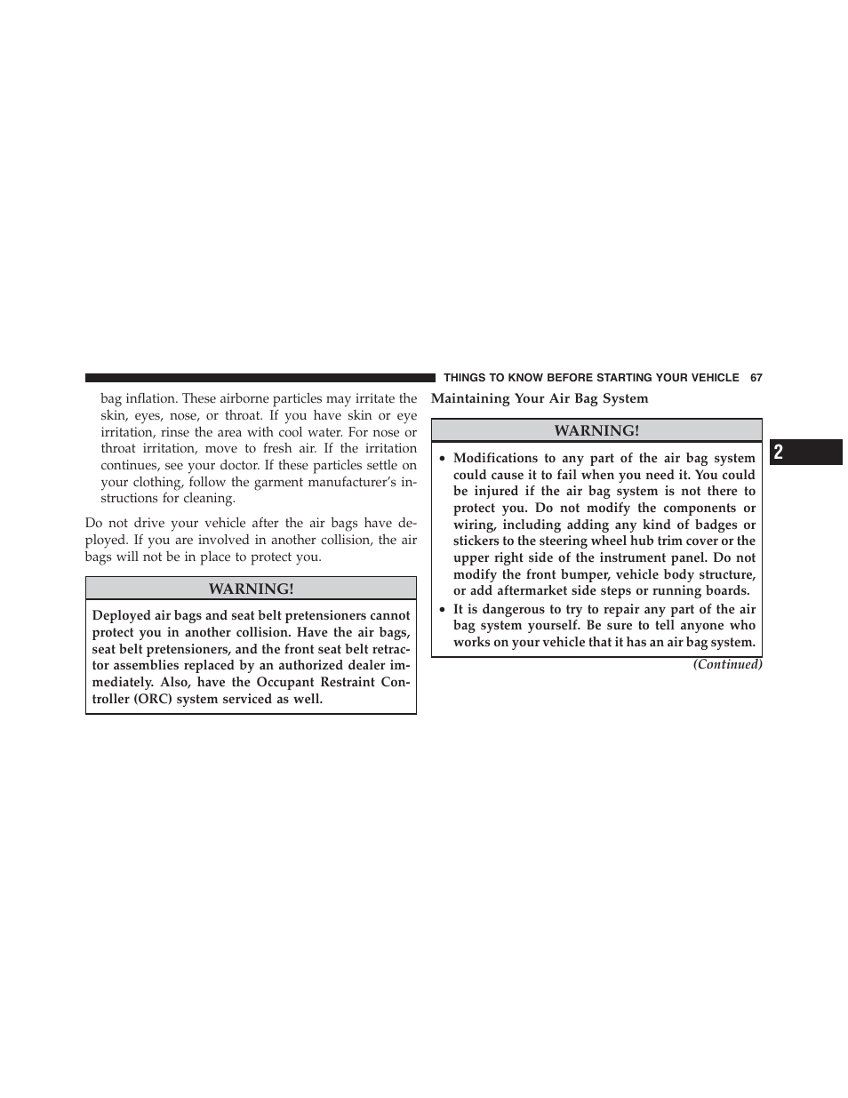Dodge 2011 Challenger_SRT - Owner Manual User Manual | Page 69 / 460