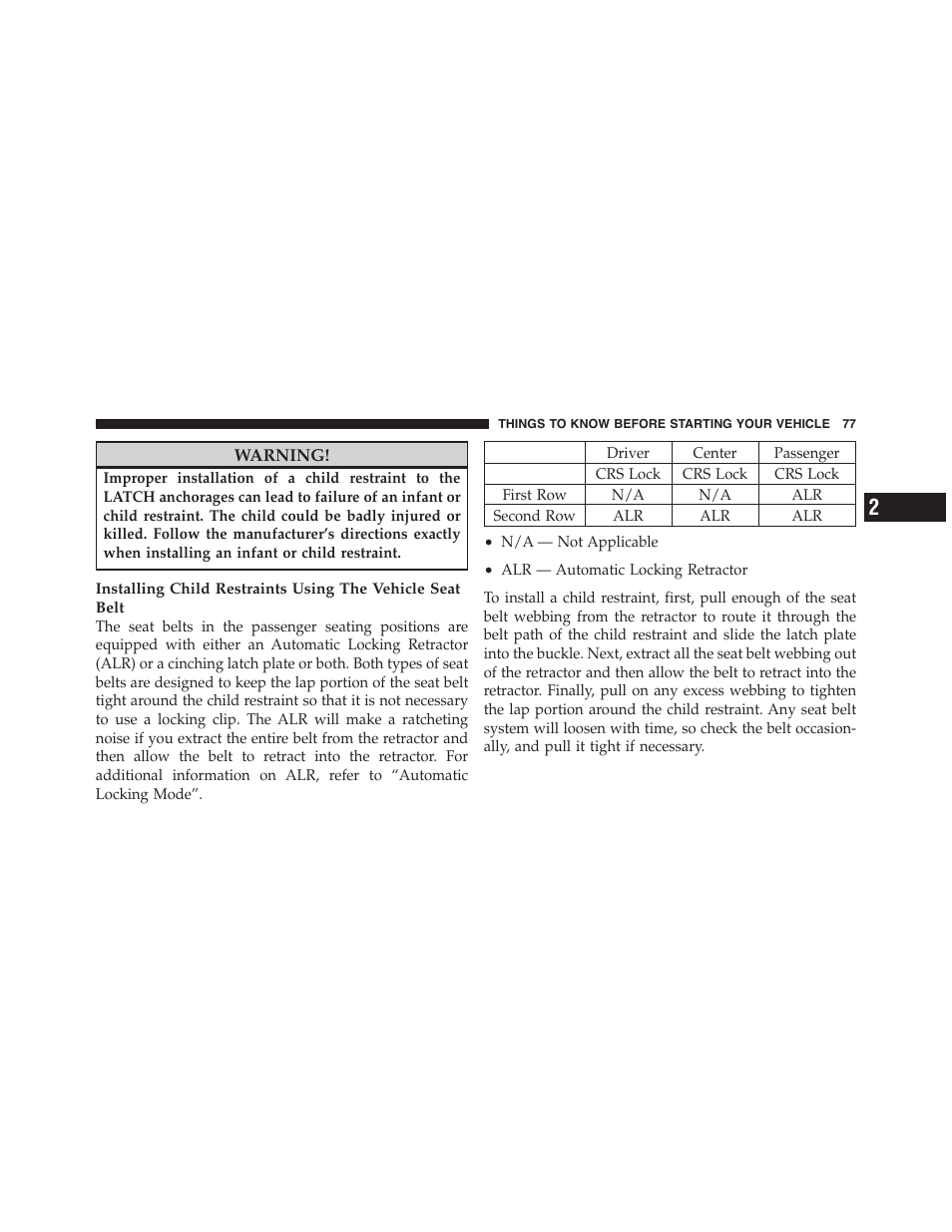 Dodge 2011 Challenger_SRT - Owner Manual User Manual | Page 79 / 460