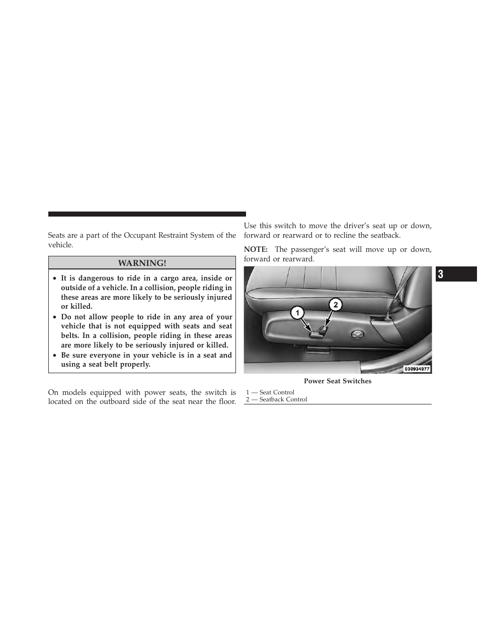 Seats, Power seats — if equipped | Dodge 2011 Charger - Owner Manual User Manual | Page 173 / 566