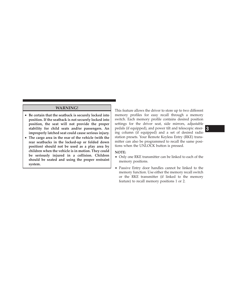Driver memory seat — if equipped | Dodge 2011 Charger - Owner Manual User Manual | Page 185 / 566