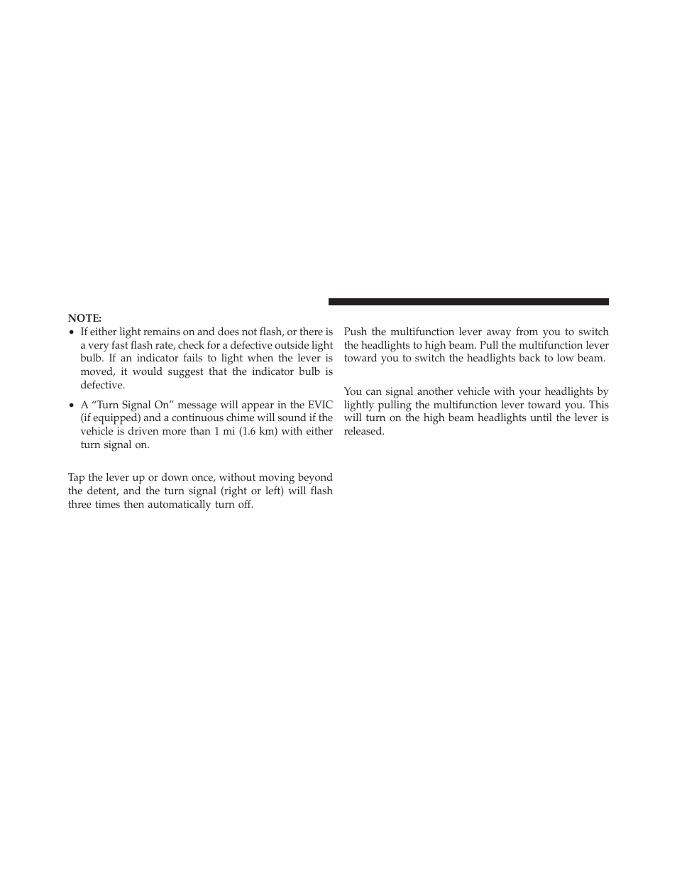 Lane change assist, High/low beam switch, Flash-to-pass | Dodge 2011 Charger - Owner Manual User Manual | Page 196 / 566